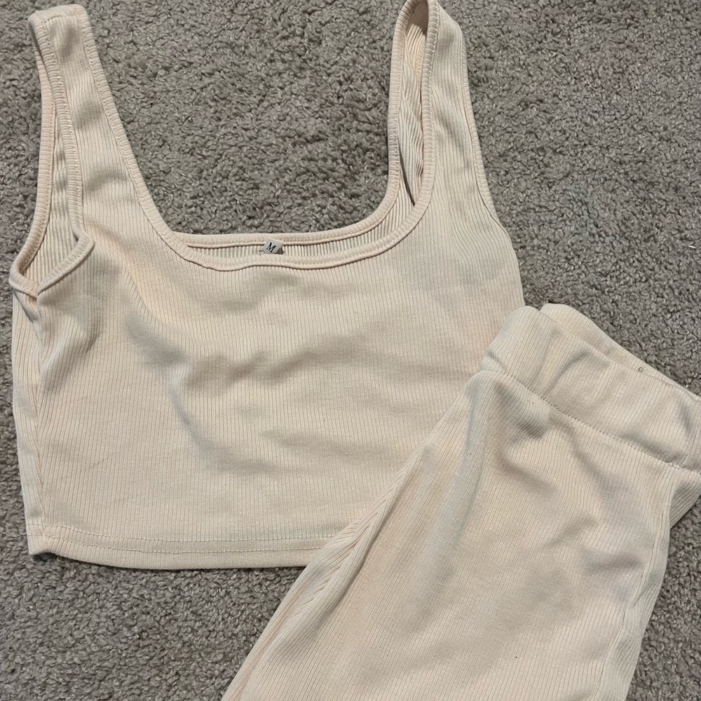 Cream 2 piece short set